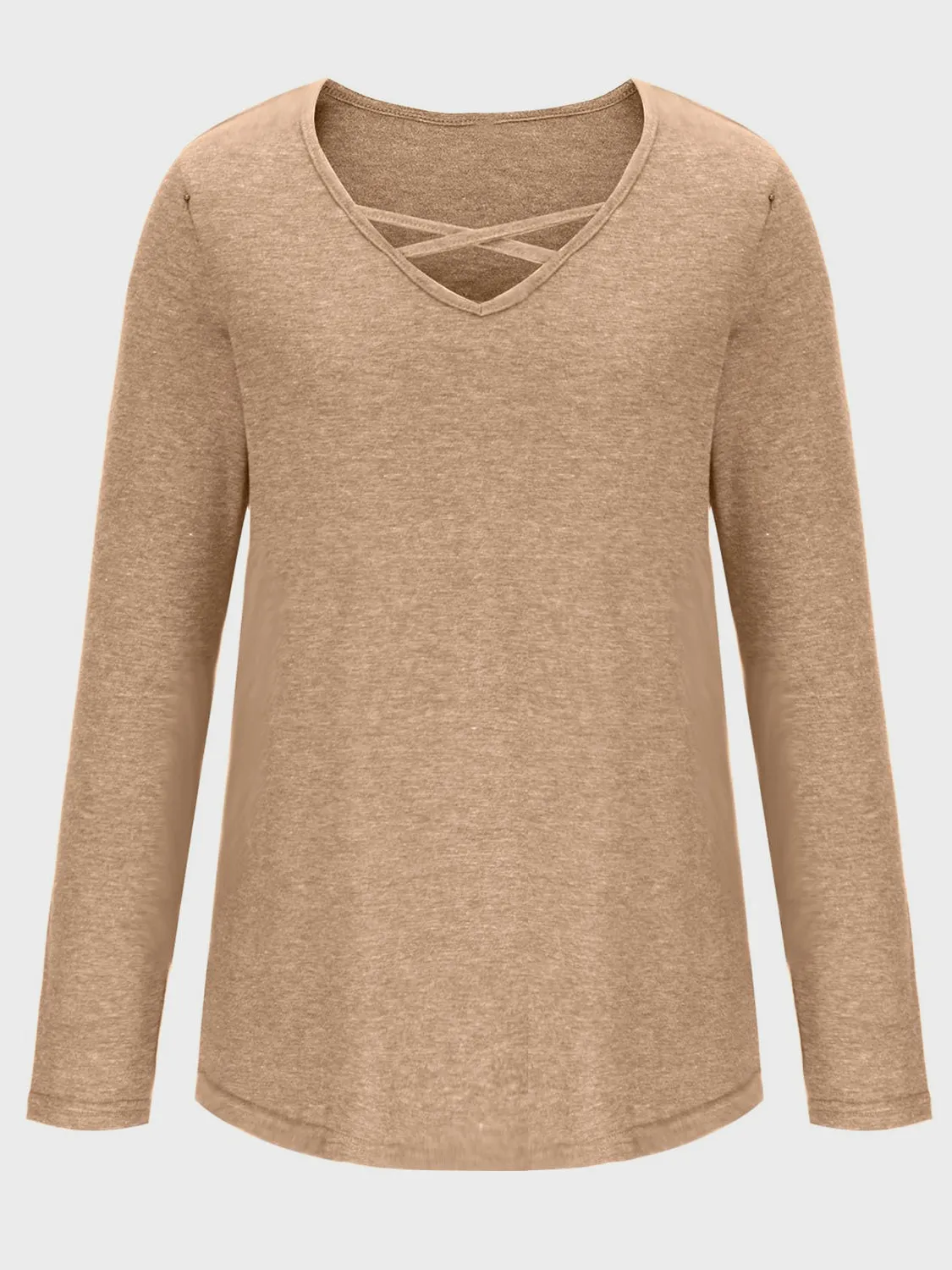 Crisscross V-Neck Long Sleeve Top