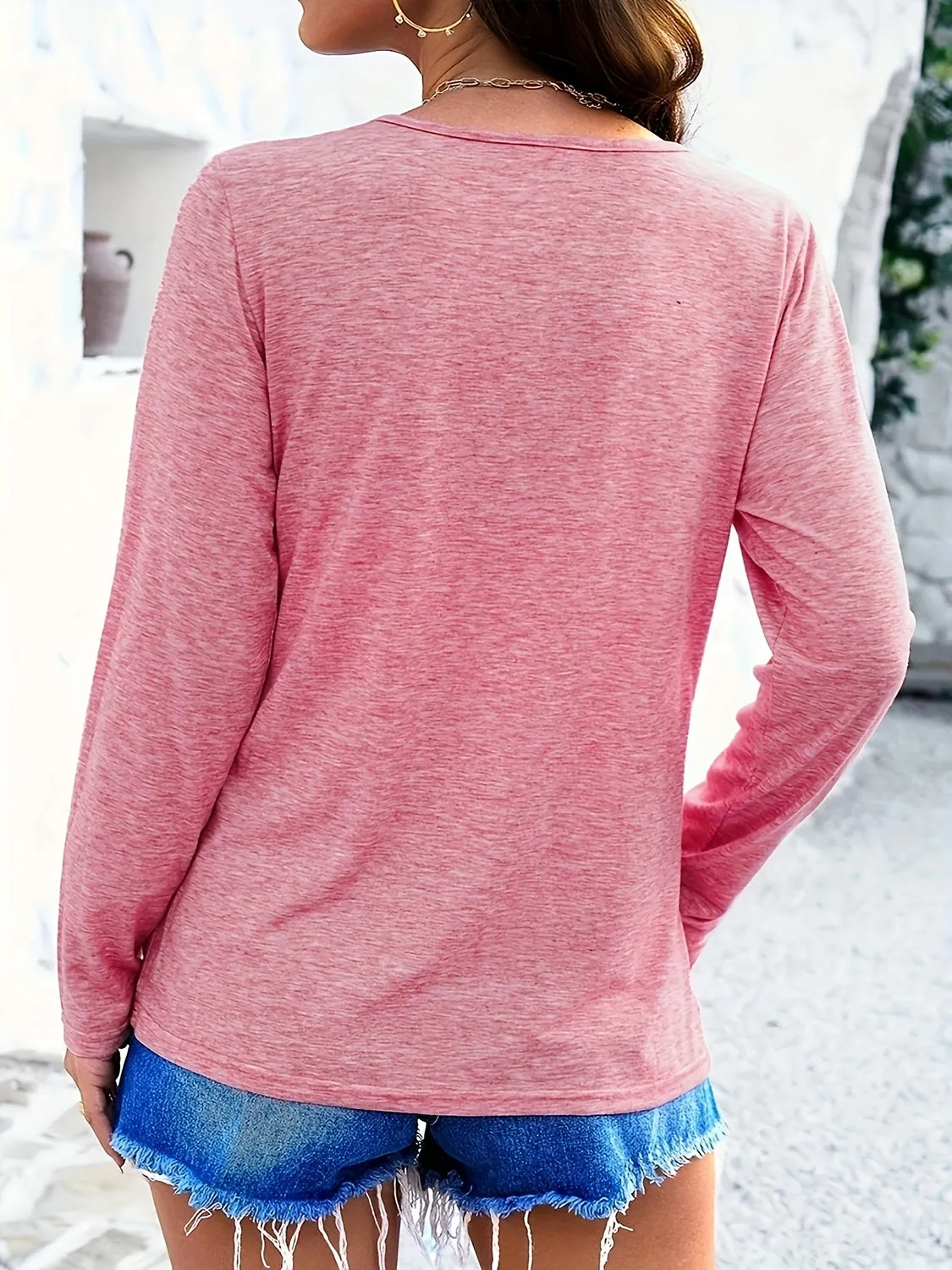 Crisscross V-Neck Long Sleeve Top