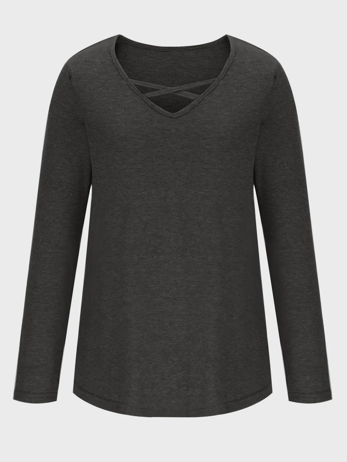 Crisscross V-Neck Long Sleeve Top