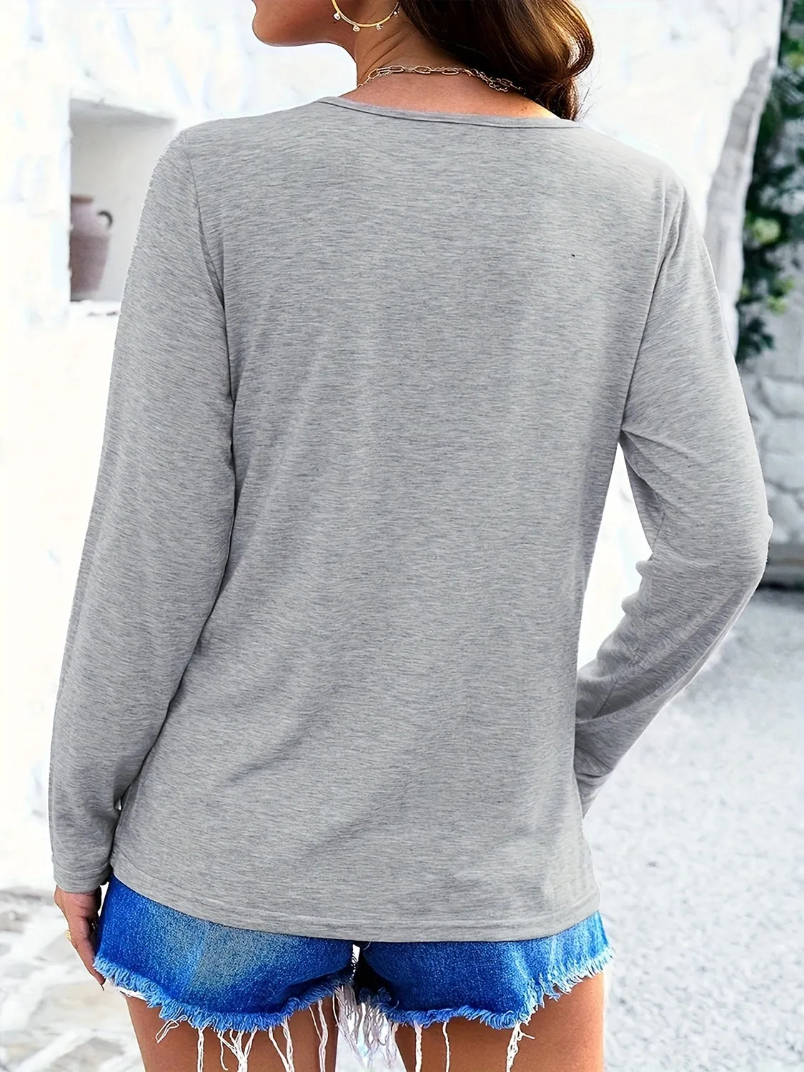 Crisscross V-Neck Long Sleeve Top