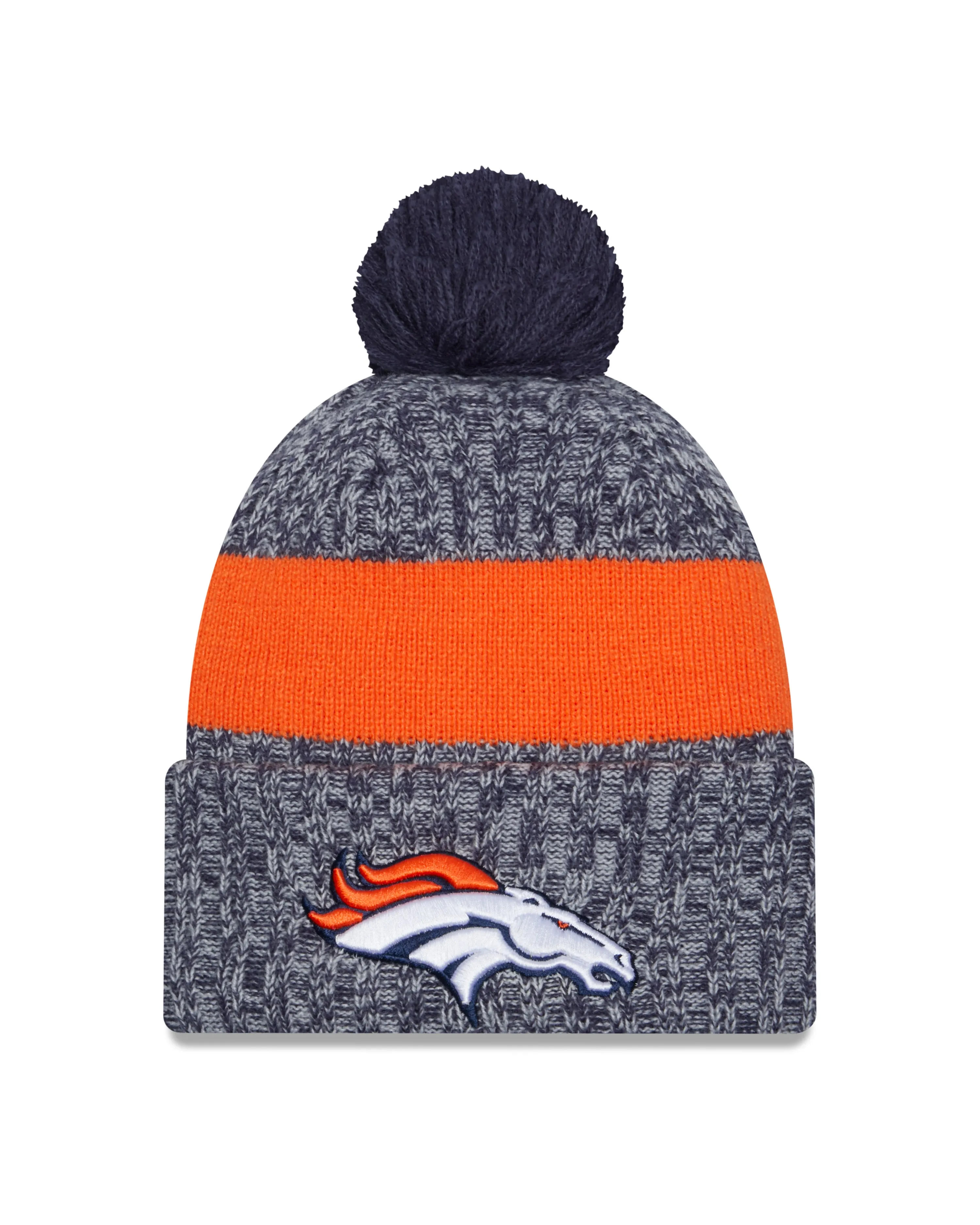 Denver Broncos New Era 2023 Sideline - Sport Cuffed Pom Knit Hat - Navy