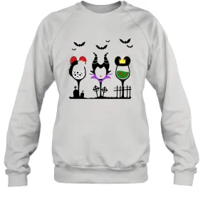 Disney Villains Cruella de Vil Maleficent Evil Queen wine Halloween Shirt Crewneck Sweatshirt