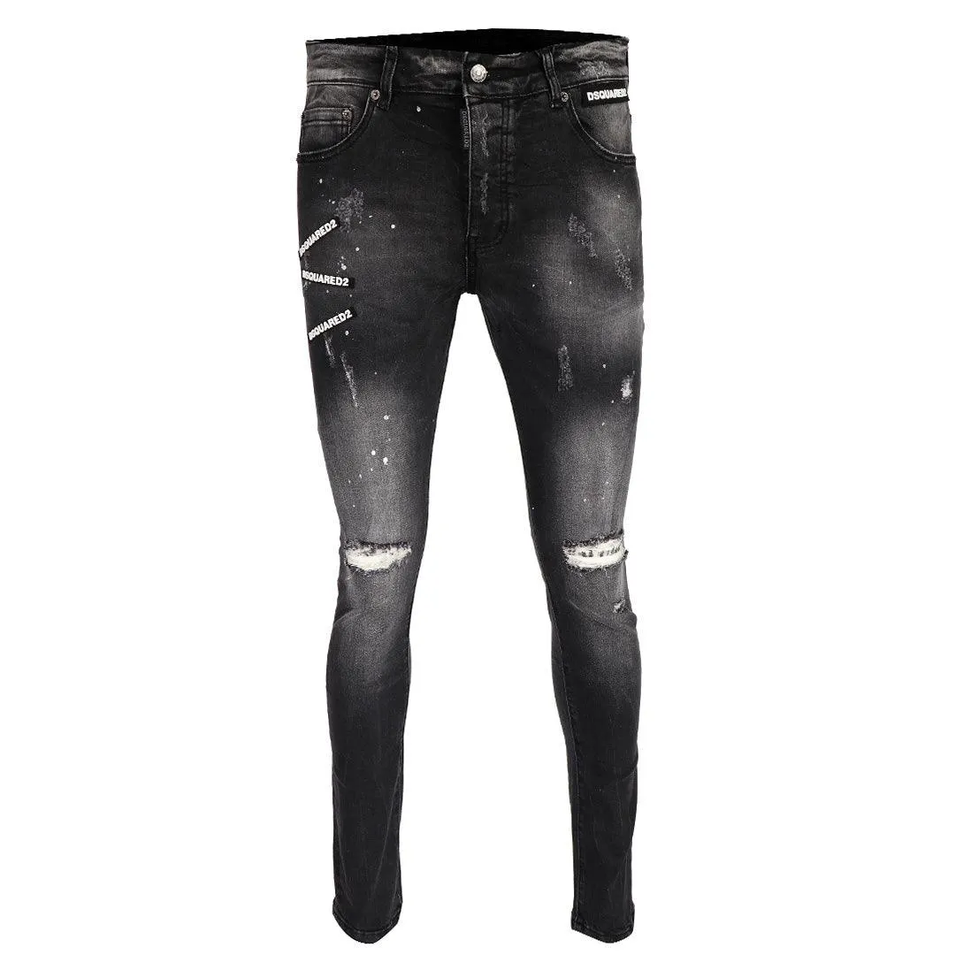 DSQ Men's Genuine Urban Styled Jeans- Black