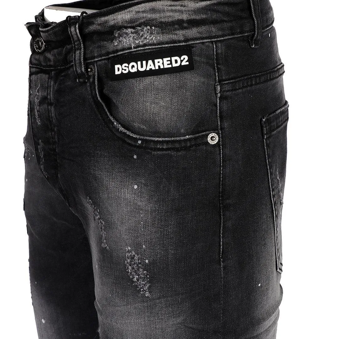 DSQ Men's Genuine Urban Styled Jeans- Black