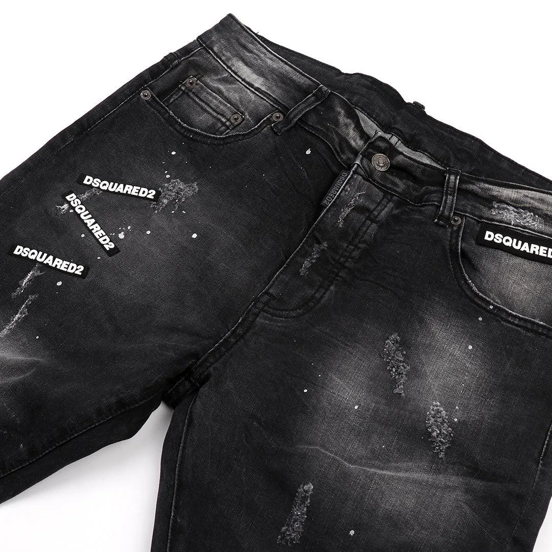 DSQ Men's Genuine Urban Styled Jeans- Black
