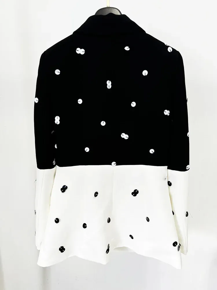 Elegant Beaded Sequins Blazer Long Skirt Evening Party Suit