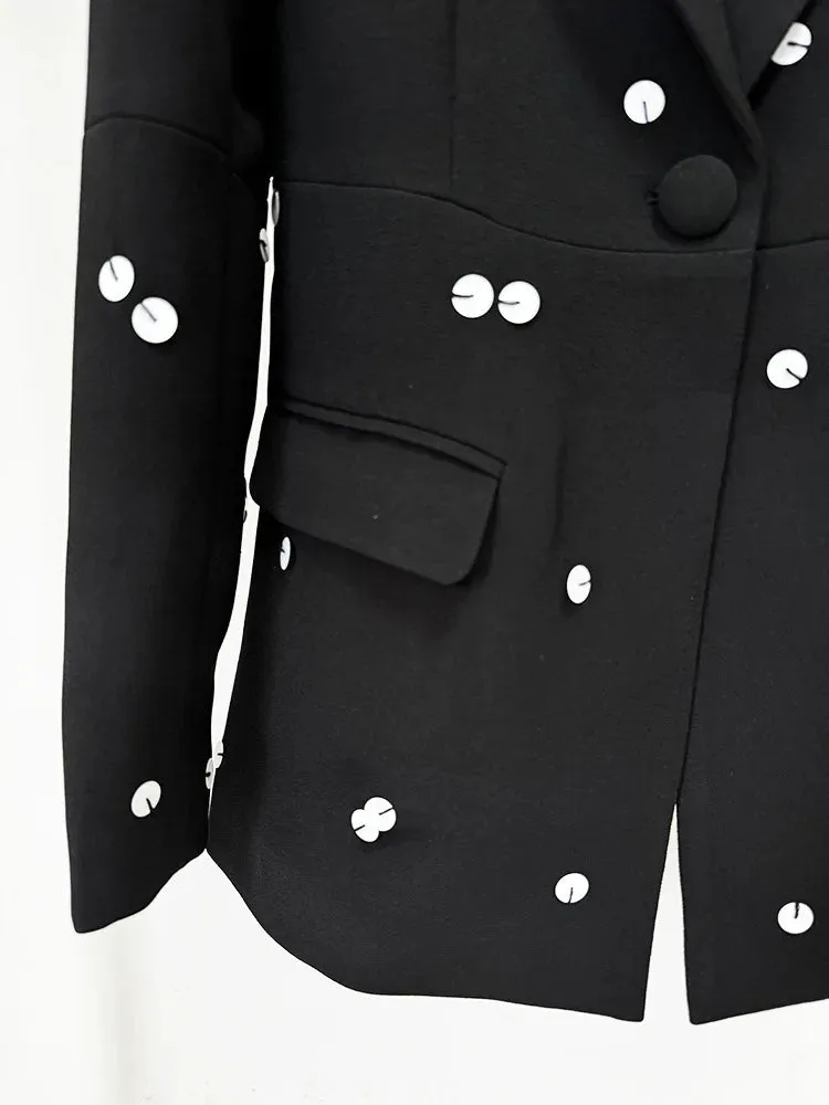 Elegant Beaded Sequins Blazer Long Skirt Evening Party Suit