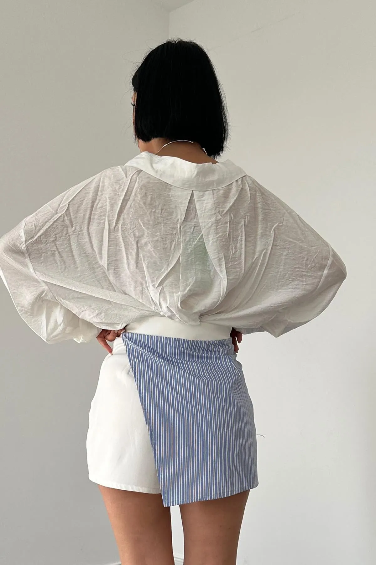 ELS Striped Skirt Shorts - White - Rochester