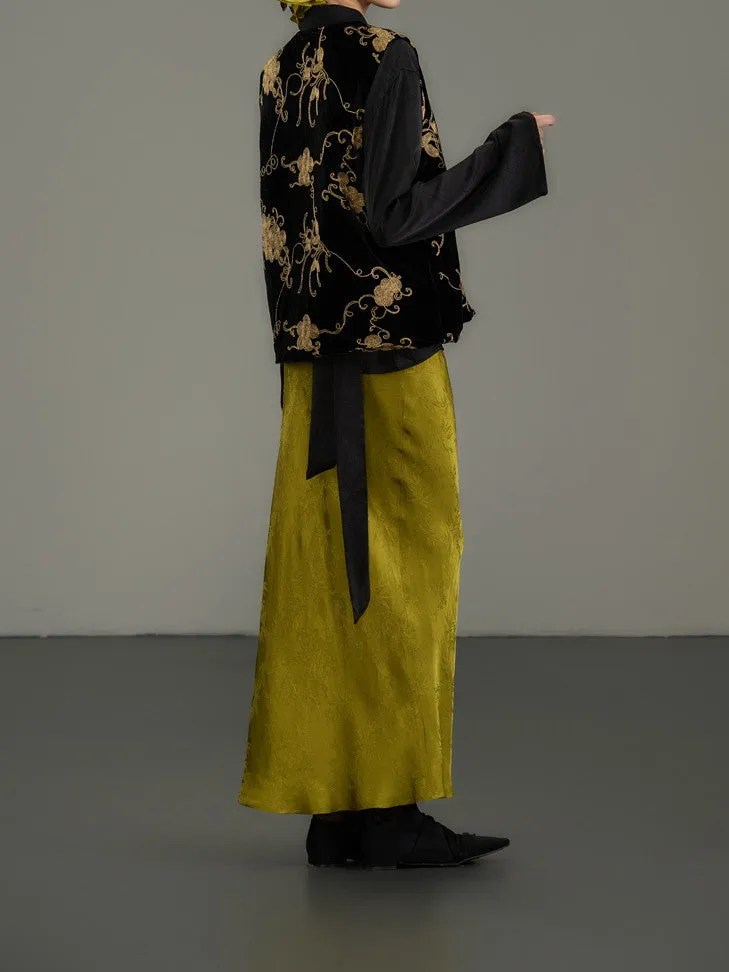 Embroidery Flower Chic High-End Long-Skirt