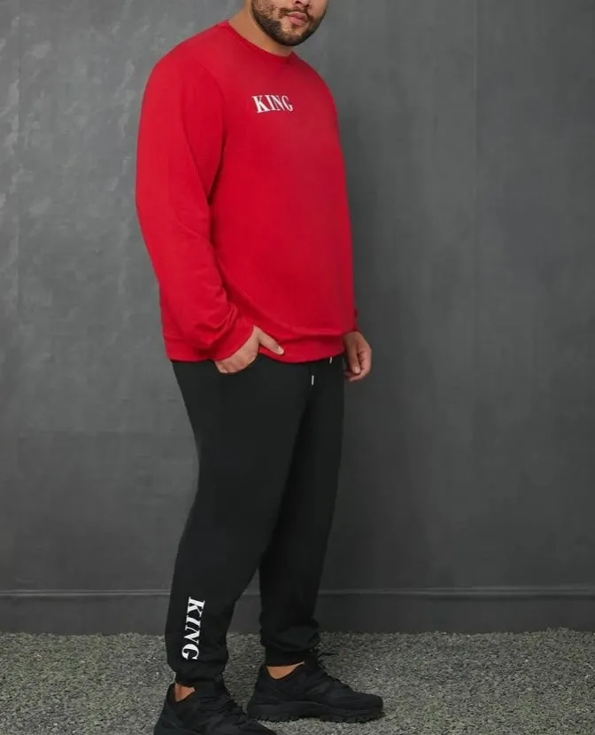 Extended Sizes Men Letter Men Letter Graphic Sweatshirt & Sweatpants
