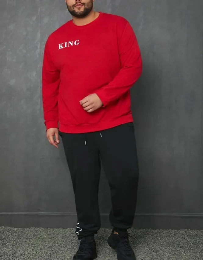 Extended Sizes Men Letter Men Letter Graphic Sweatshirt & Sweatpants