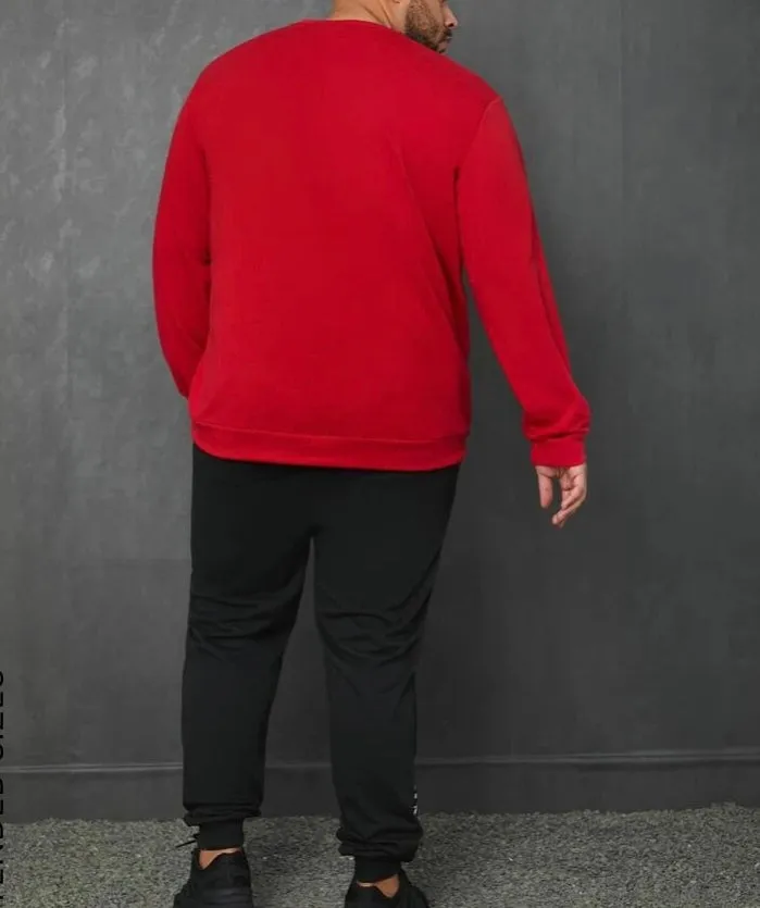 Extended Sizes Men Letter Men Letter Graphic Sweatshirt & Sweatpants