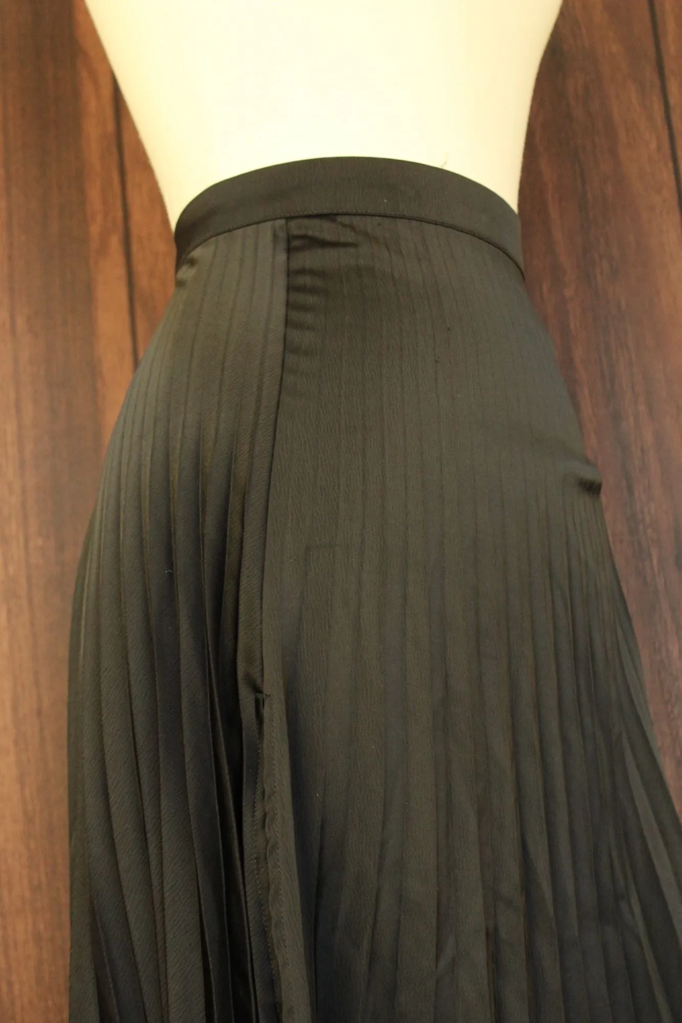 Forever 21 Black Pleated with High Side Slit Skirt