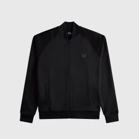 Fred Perry Tonal Taped Bomber Track Jacket - Black