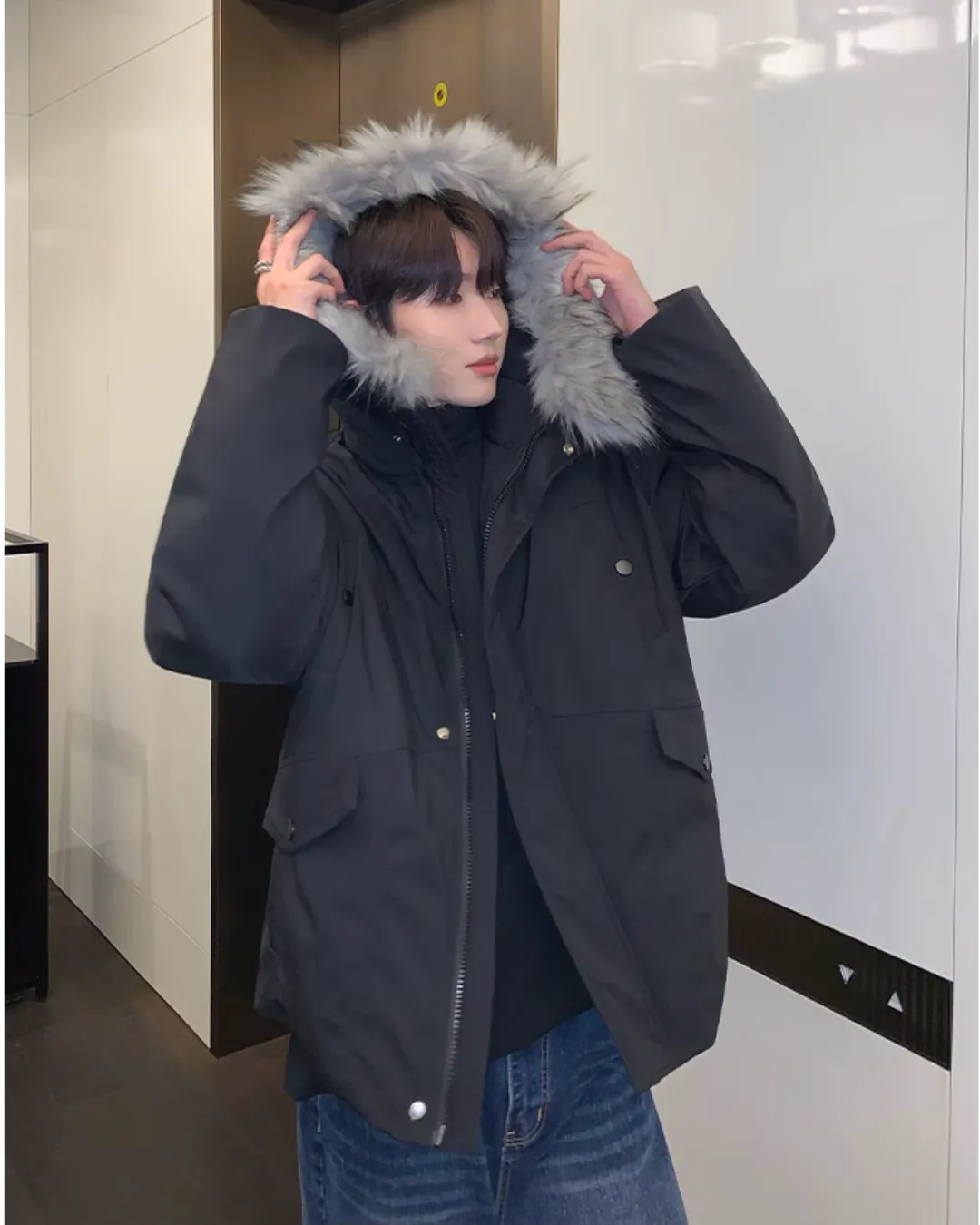 Fur Collar Hood Down Jacket CBJ0102