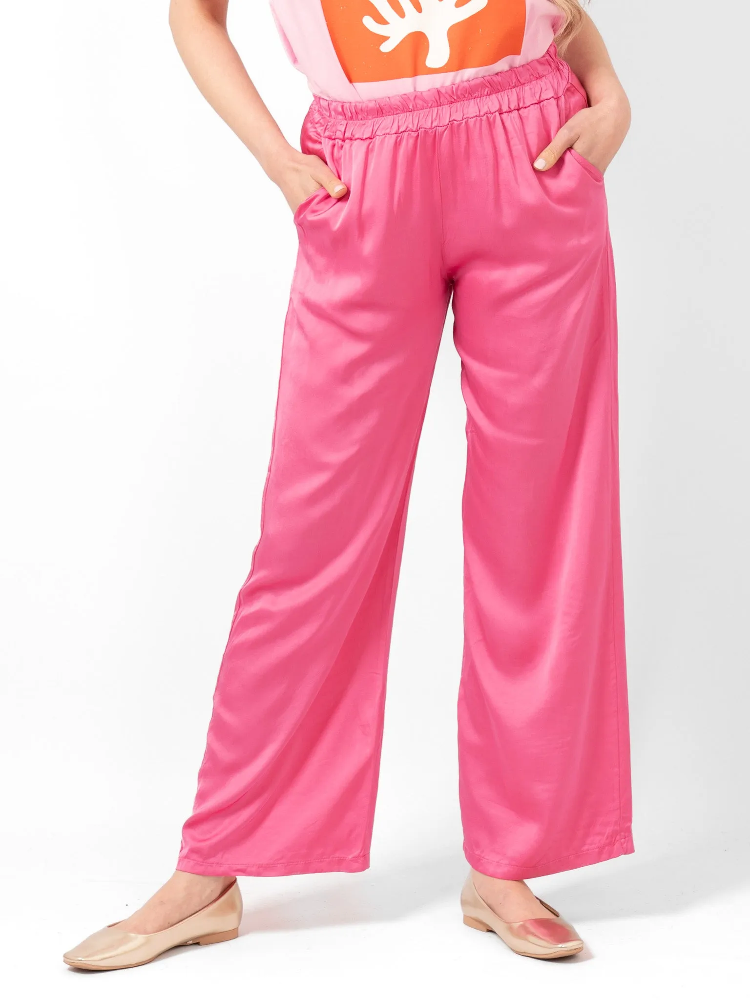 Gianna Wide Leg Trousers - Hot Pink