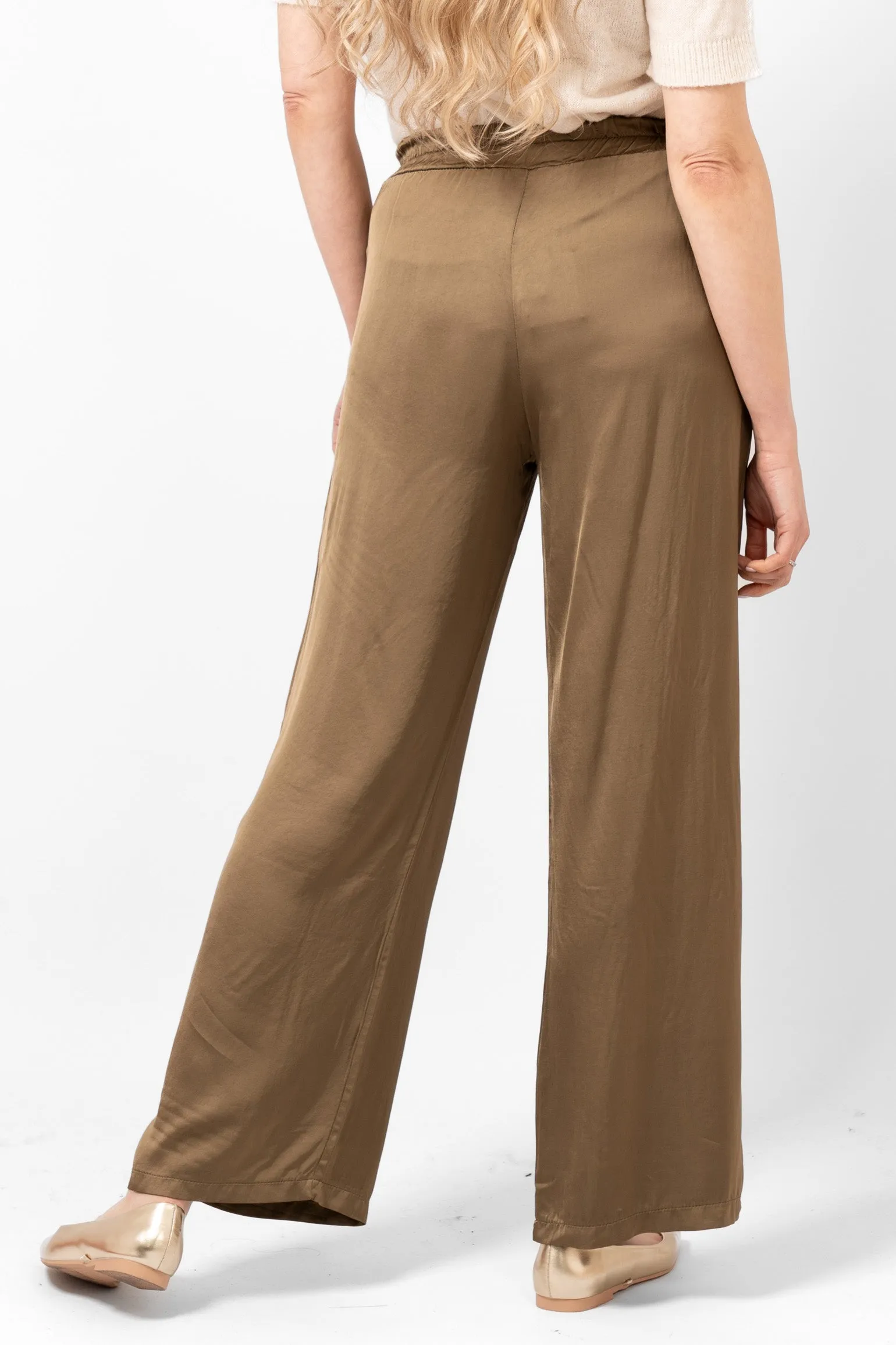 Gianna Wide Leg Trousers - Khaki