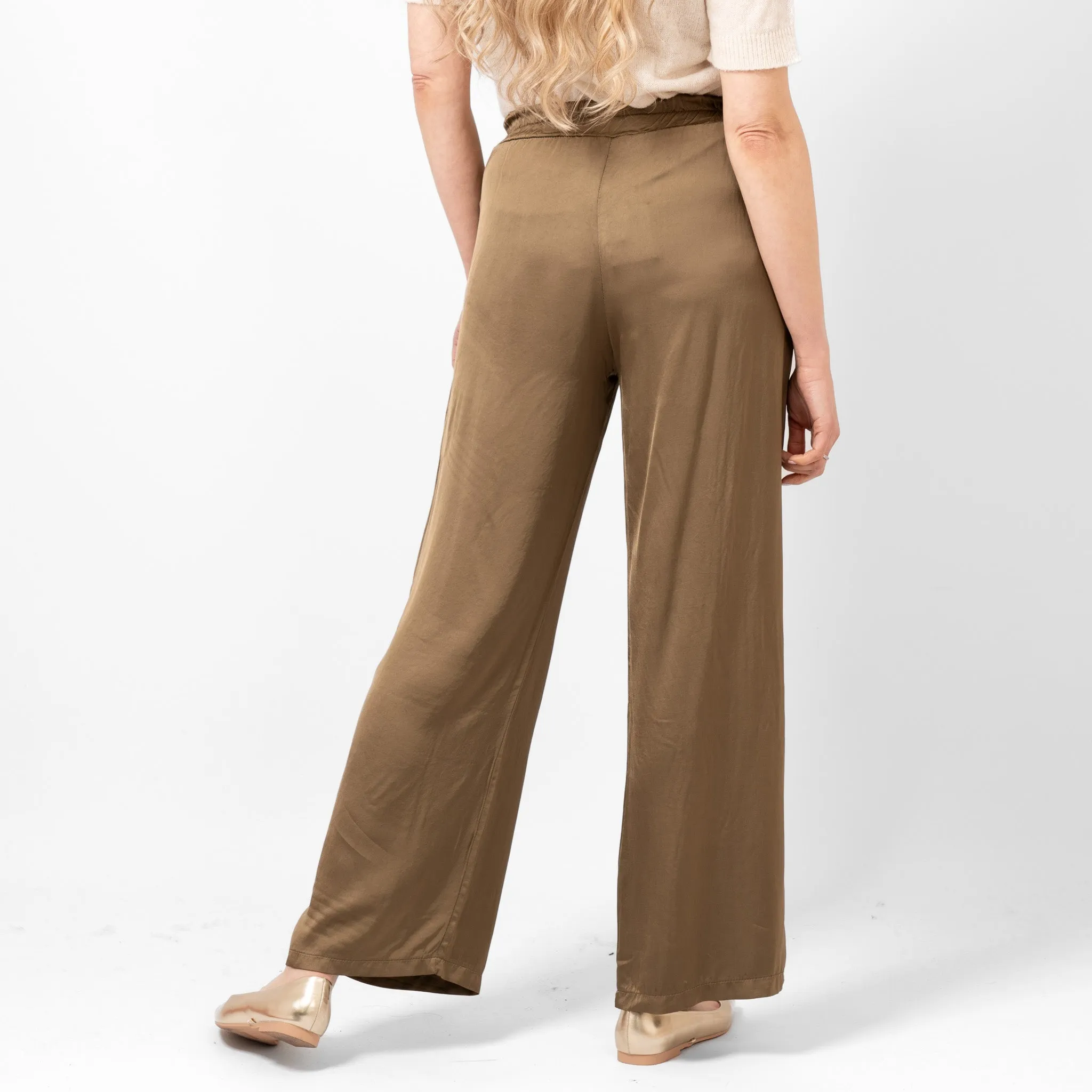 Gianna Wide Leg Trousers - Khaki