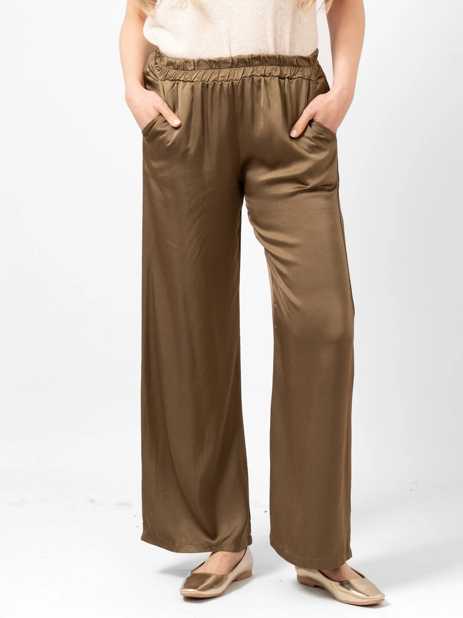 Gianna Wide Leg Trousers - Khaki