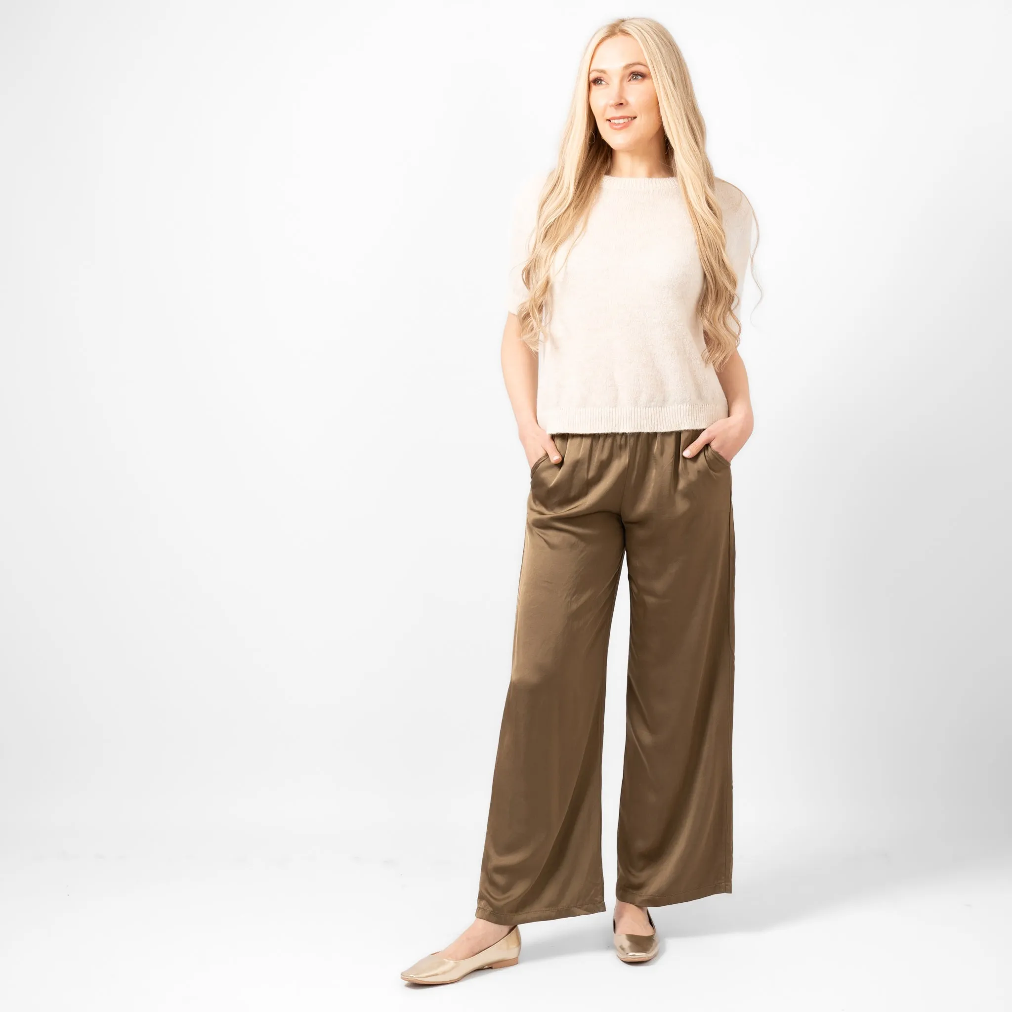 Gianna Wide Leg Trousers - Khaki