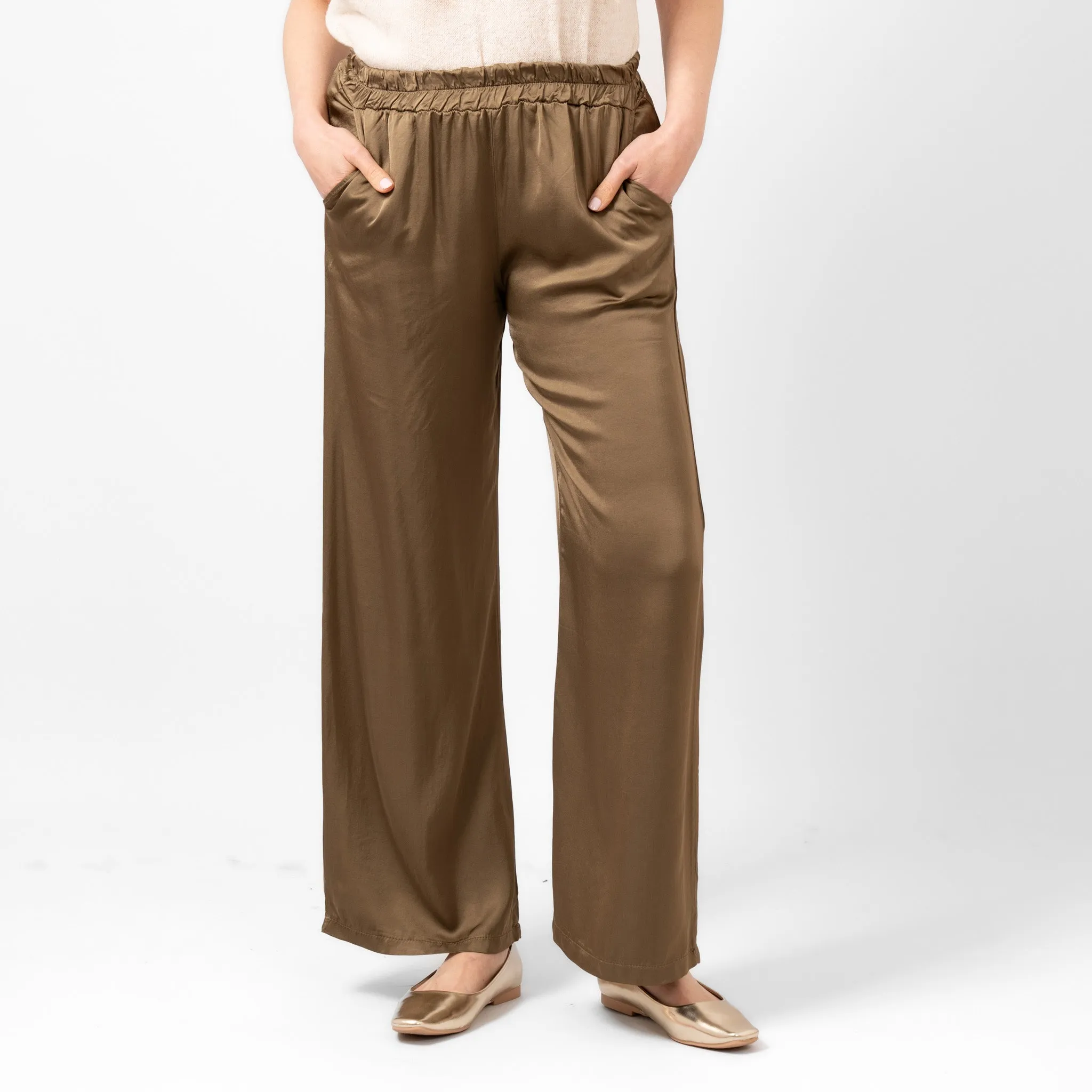 Gianna Wide Leg Trousers - Khaki