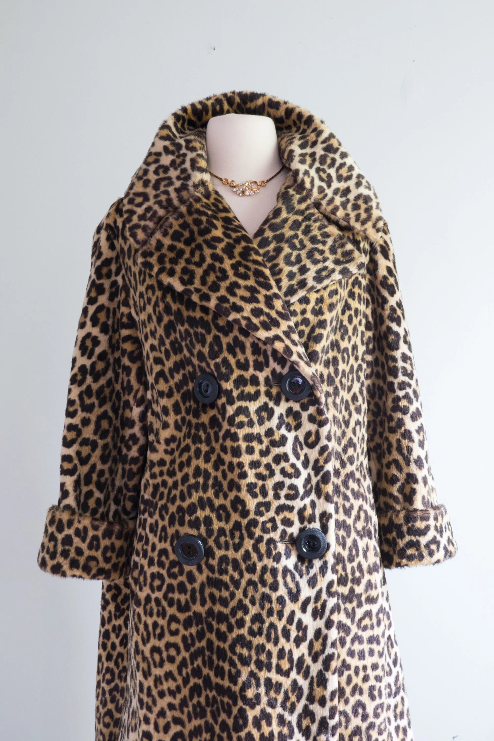 Glamorous 1960's Leopard Print Coat From I Magnin / Medium