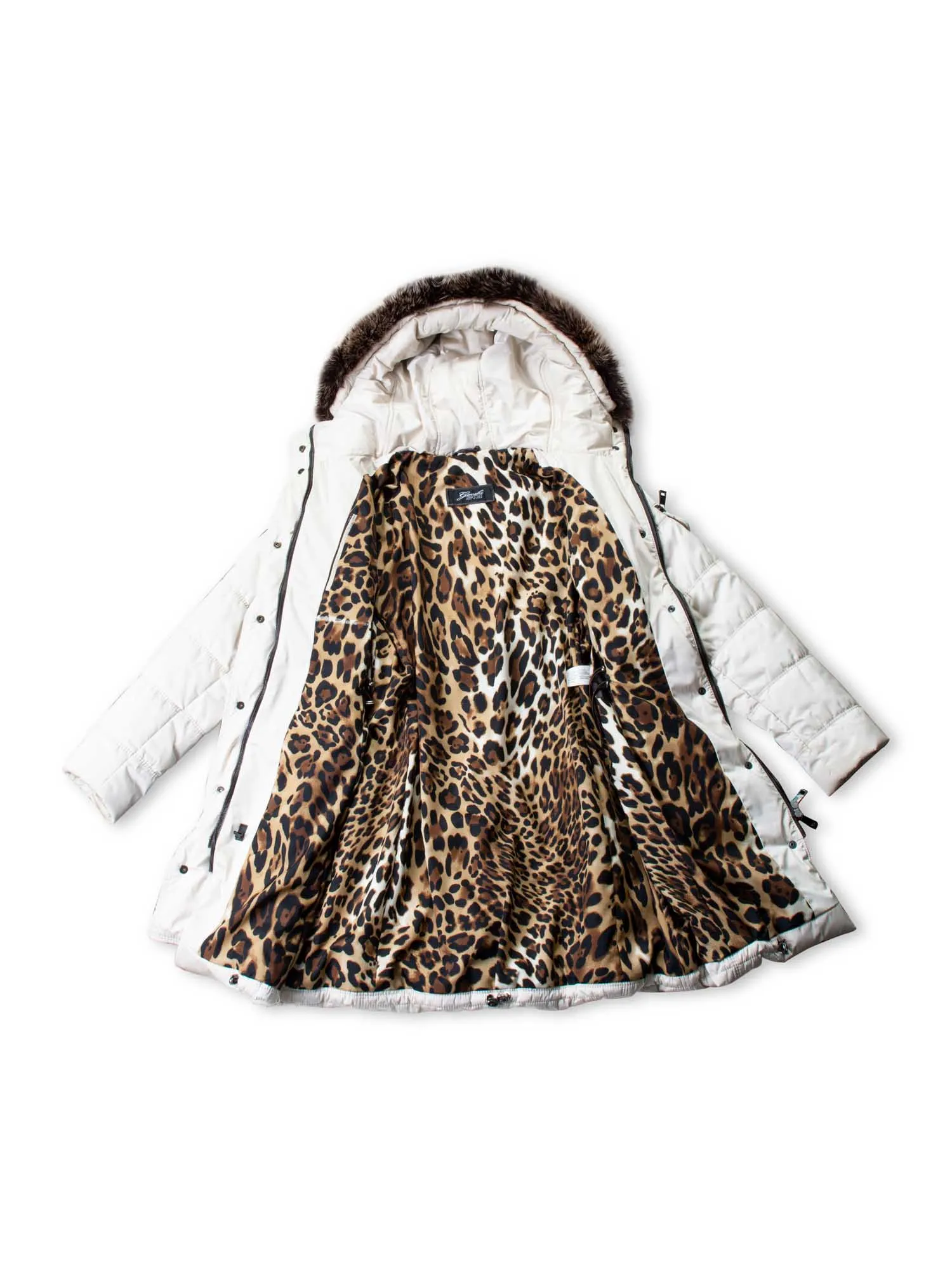 Gorski Down Fox Fur Hood Quilted Puffer Coat Cream