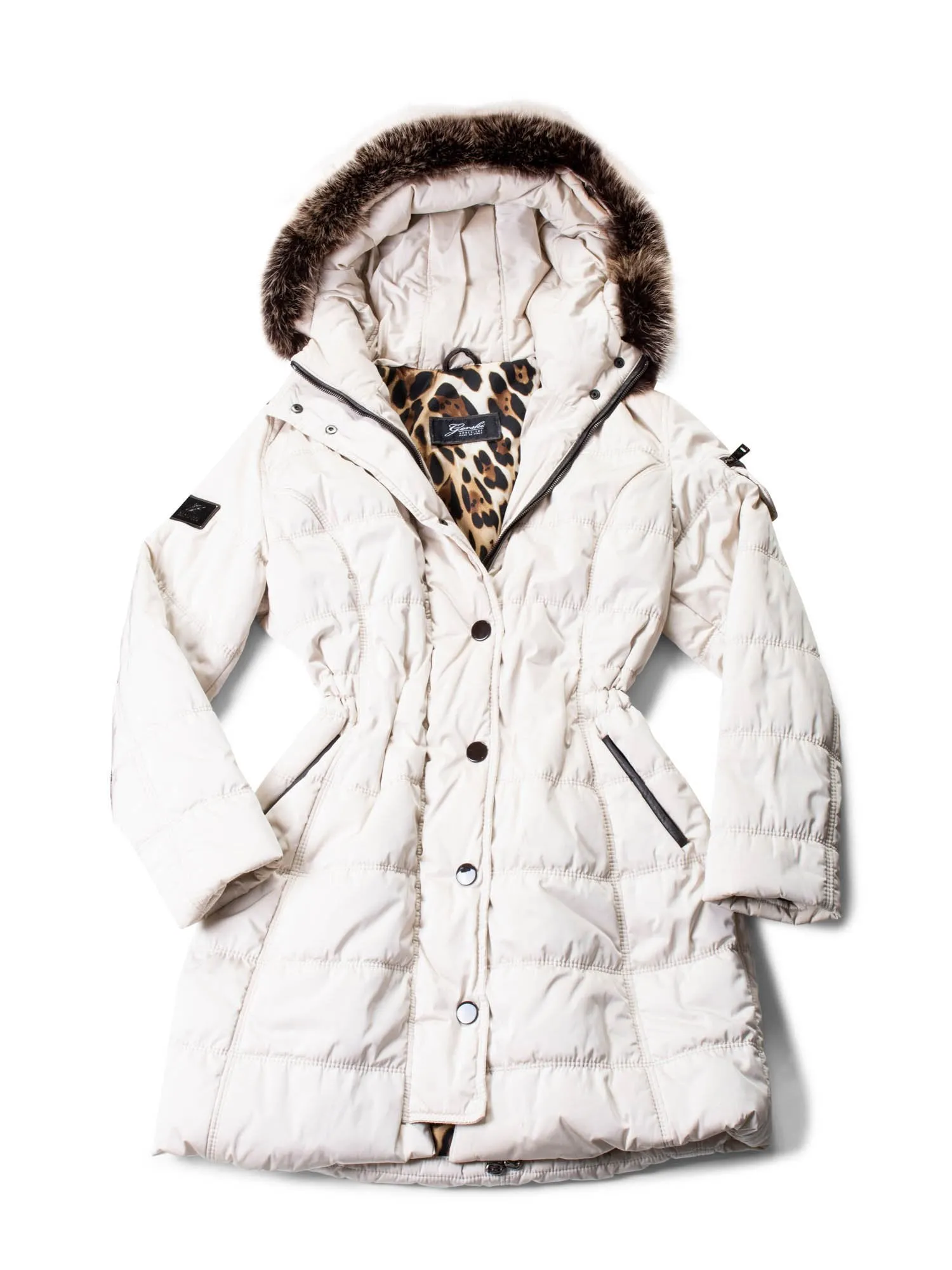 Gorski Down Fox Fur Hood Quilted Puffer Coat Cream