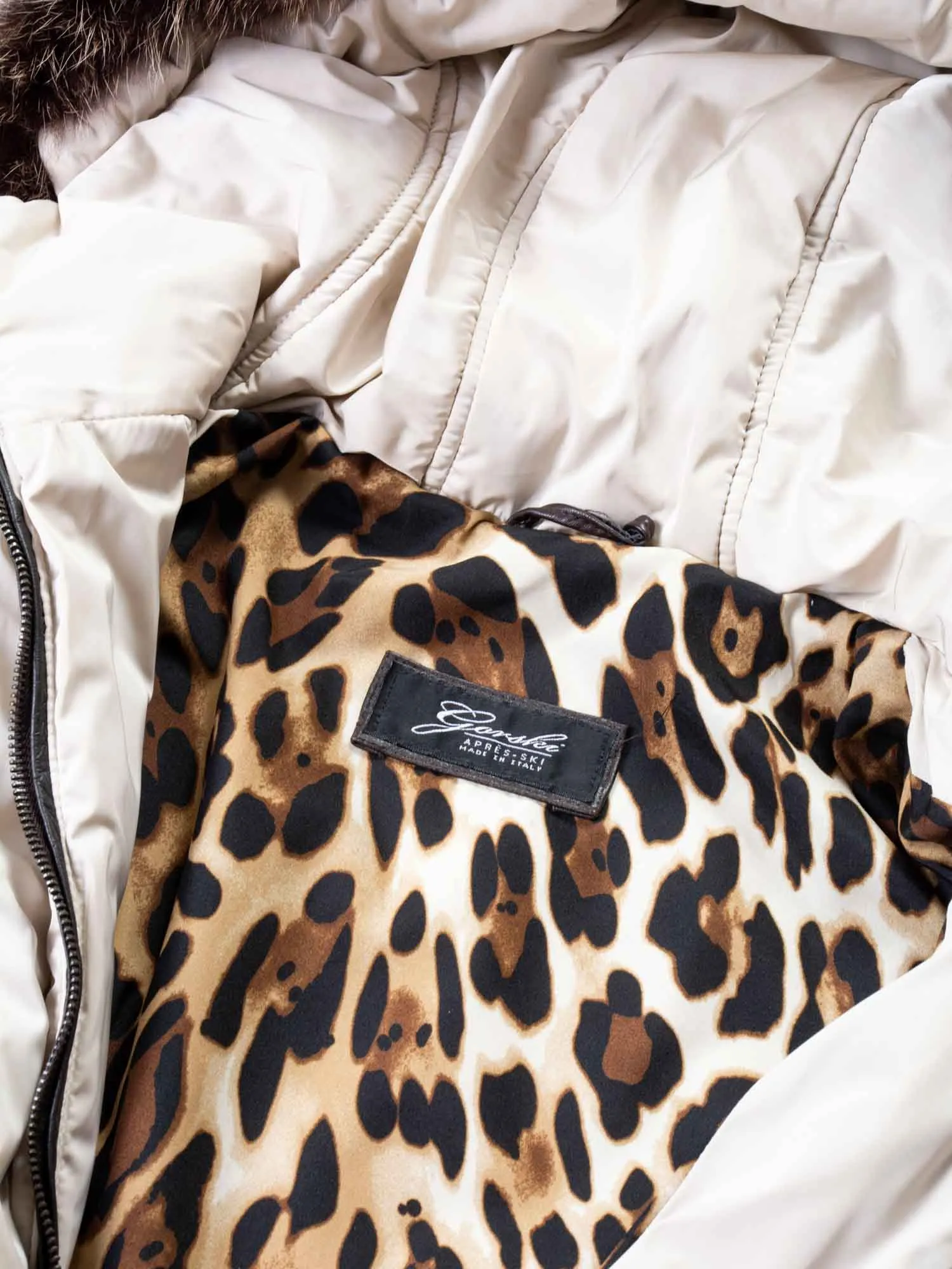 Gorski Down Fox Fur Hood Quilted Puffer Coat Cream
