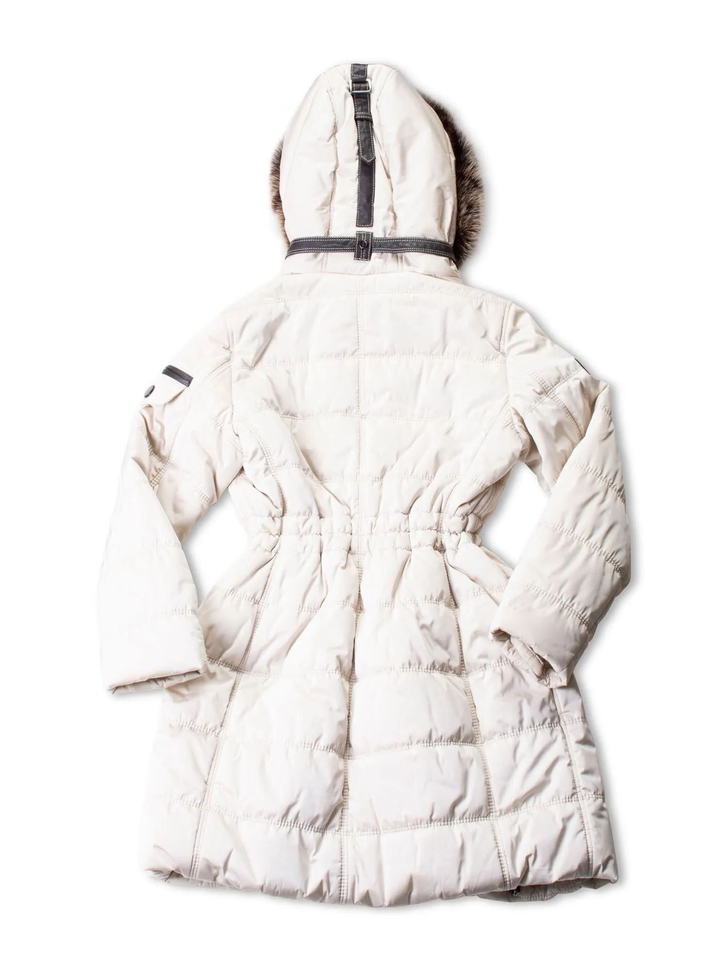 Gorski Down Fox Fur Hood Quilted Puffer Coat Cream