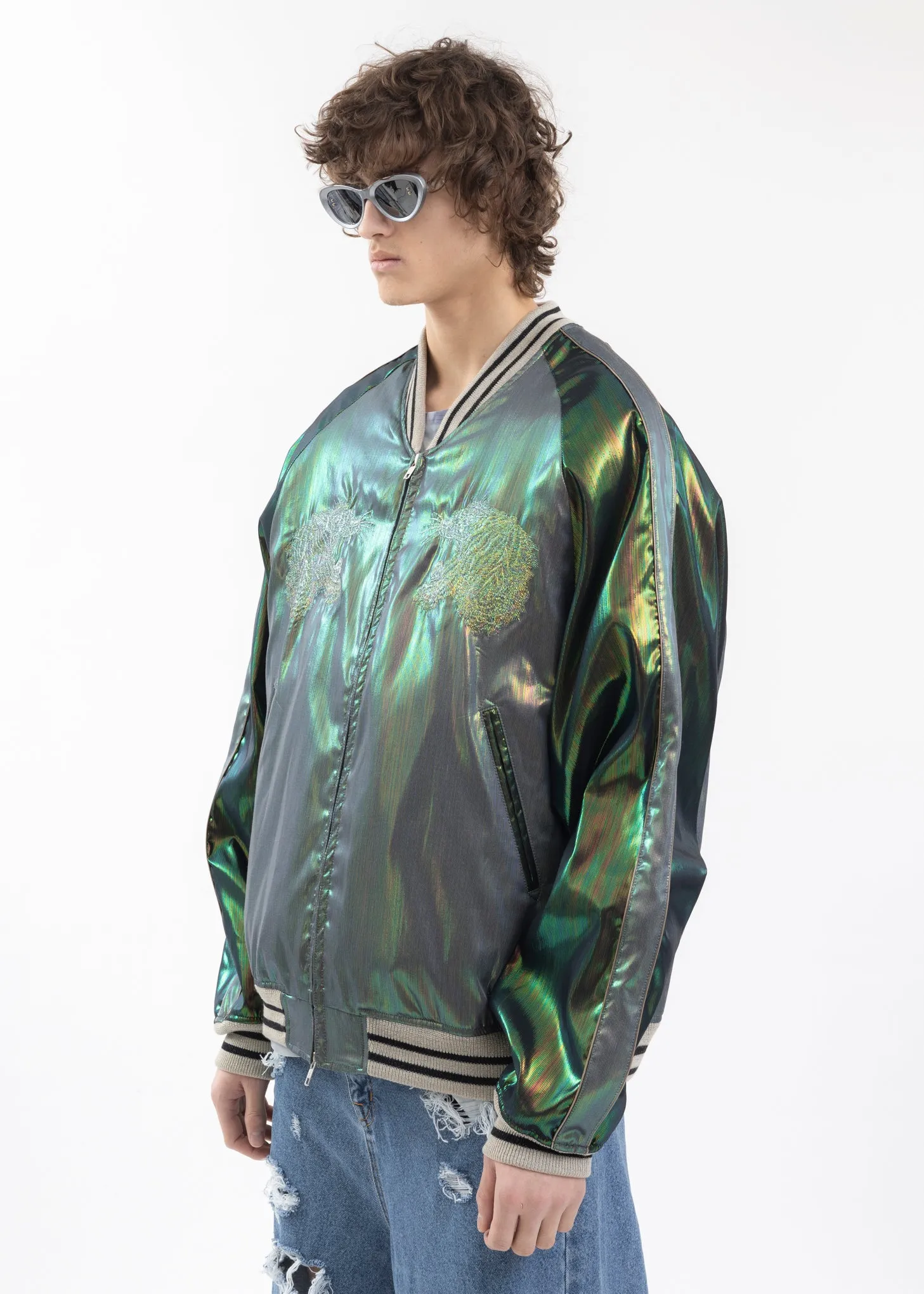 GREEN HOLOGRAM SOUVENIR JACKET