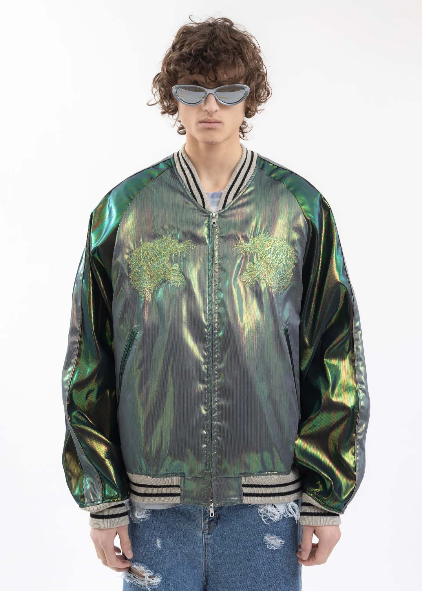 GREEN HOLOGRAM SOUVENIR JACKET