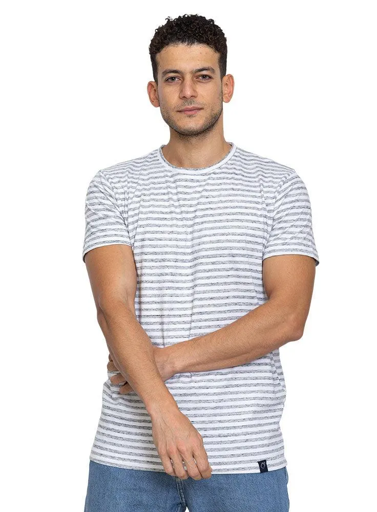 Grey Striped Round T-shirt