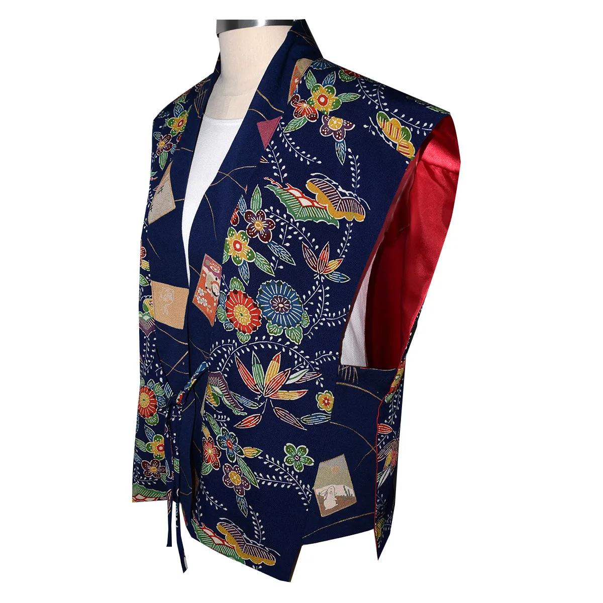 Handmade Japanese  Print Silk Kimono Vest