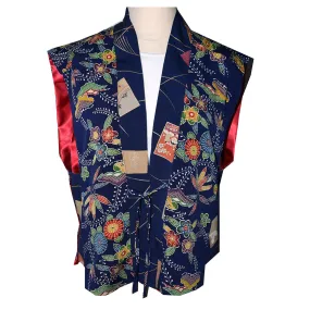 Handmade Japanese  Print Silk Kimono Vest