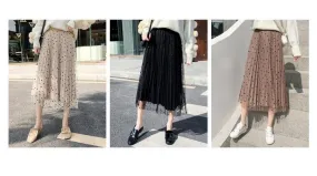 High Waist Polka Dot Pleated Skirt