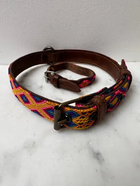 Huichol Fully Embroidered Dog Collar L8