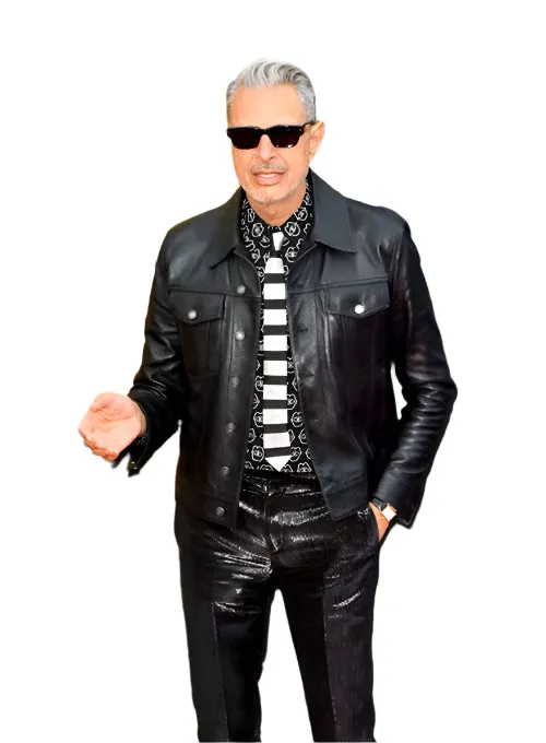 JEFF GOLDBLUM Black Leather Jacket