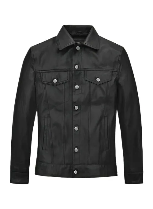 JEFF GOLDBLUM Black Leather Jacket