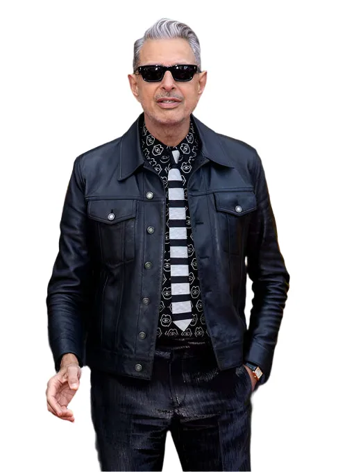 JEFF GOLDBLUM Black Leather Jacket