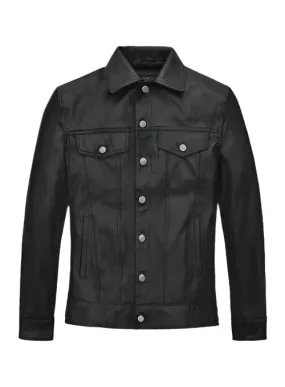 JEFF GOLDBLUM Black Leather Jacket