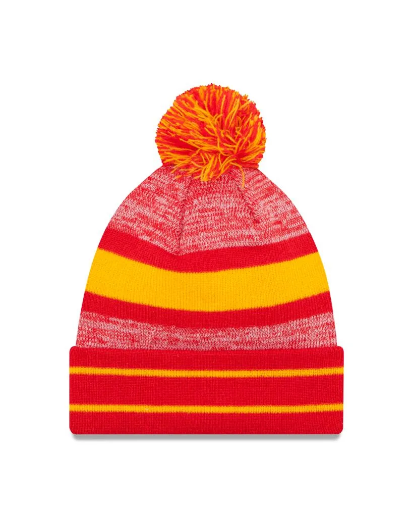 Kansas City Chiefs Primary Logo New Era Red/Yellow Cuffed Knit Pom