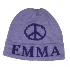 Large Peace Sign Personalized Knit Hat