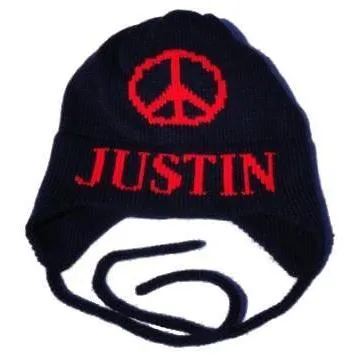 Large Peace Sign Personalized Knit Hat