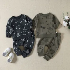 Long-Sleeve Graphic Top and Pants Set