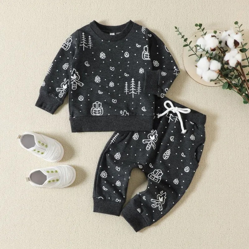 Long-Sleeve Graphic Top and Pants Set