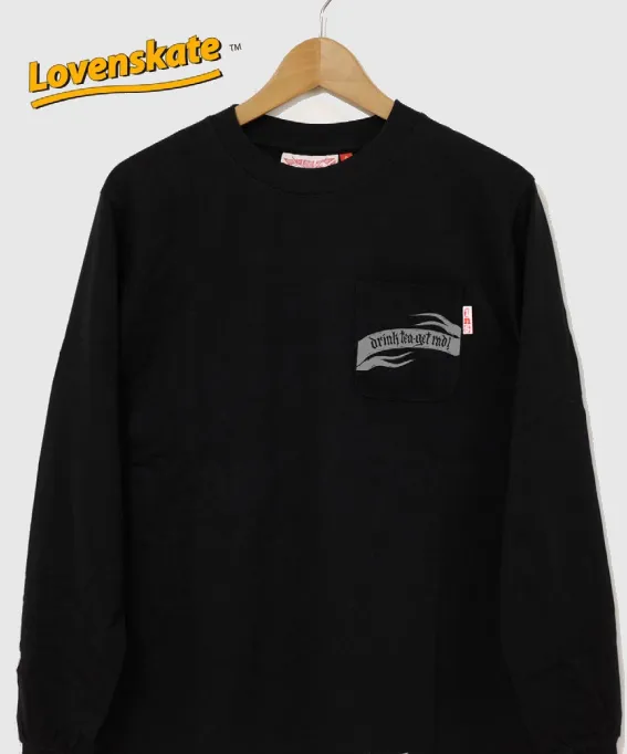 Lovenskate 'Drink Tea Get rad’ Pocket long sleeve Black