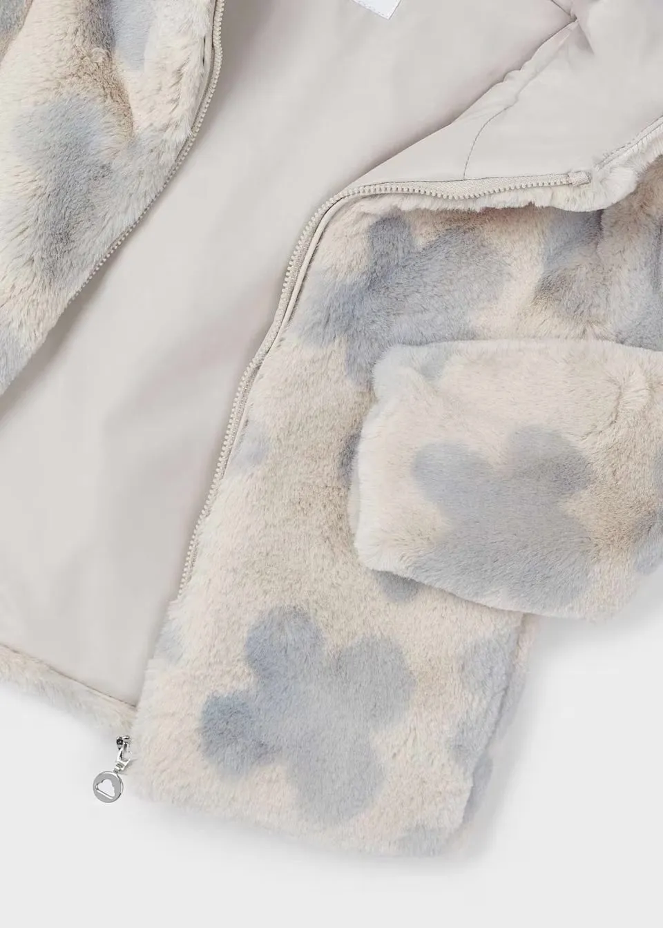 Mayoral Girls Faux Fur Coat 4486 Sky Blue Print