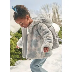 Mayoral Girls Faux Fur Coat 4486 Sky Blue Print