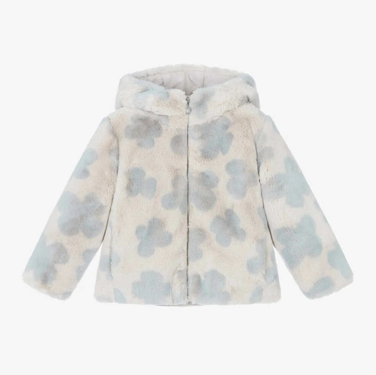 Mayoral Girls Faux Fur Coat 4486 Sky Blue Print